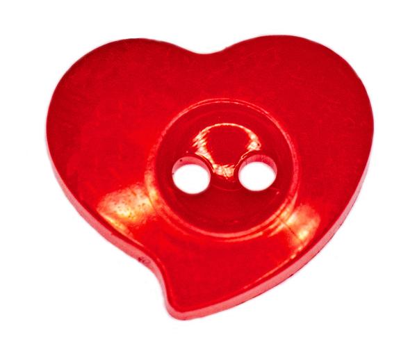 Botón infantil como corazon de plástico en rojo 13 mm 0,51 inch